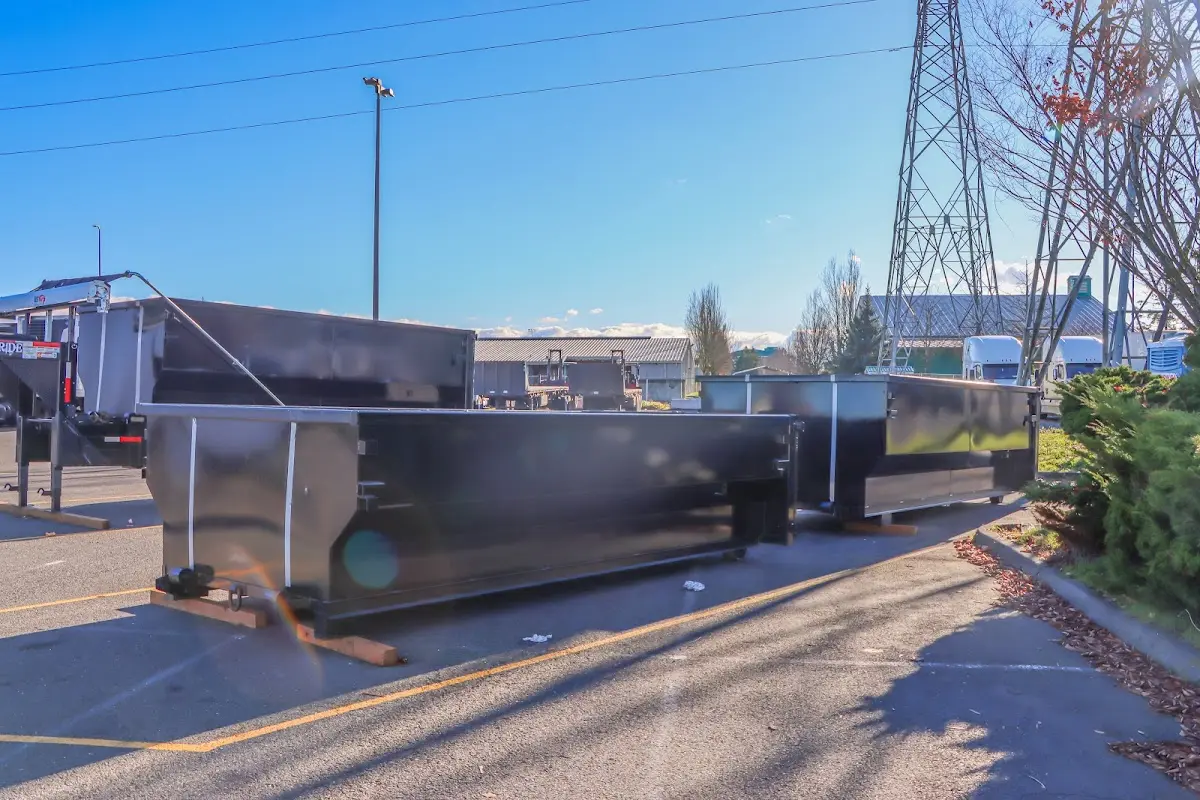 Roll-off dumpster ready for waste disposal at job site for Construction Dumpster Rental in Airway Heights